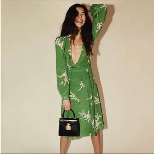 Realisation Par Violette Green Silk Wrap Dress Size XS